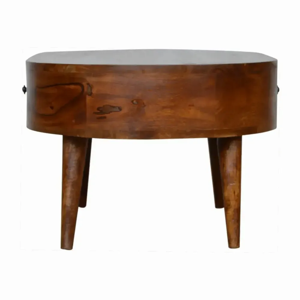 Tables basses - Artisan Furniture Table Basse Arrondie en Châtaignier, 2 Tiroirs, Marron Foncé - ARTISAN FURNITURE