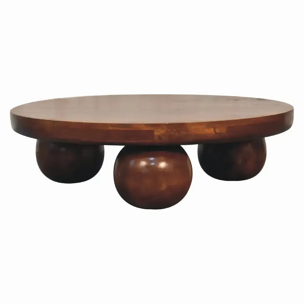 Coffee tables - Artisan Furniture Solid Wood Chestnut Central Ball Table, Dark Brown - ARTISAN FURNITURE