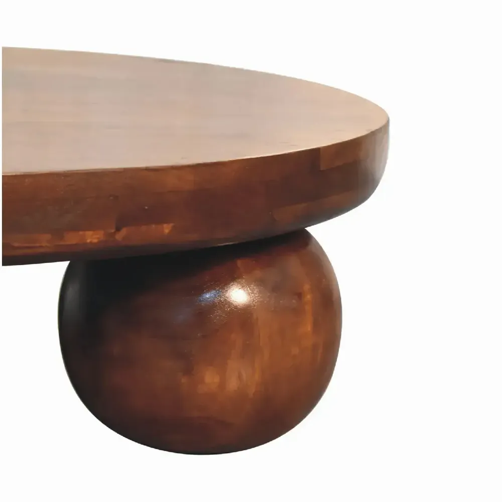 Coffee tables - Artisan Furniture Solid Wood Chestnut Central Ball Table, Dark Brown - ARTISAN FURNITURE