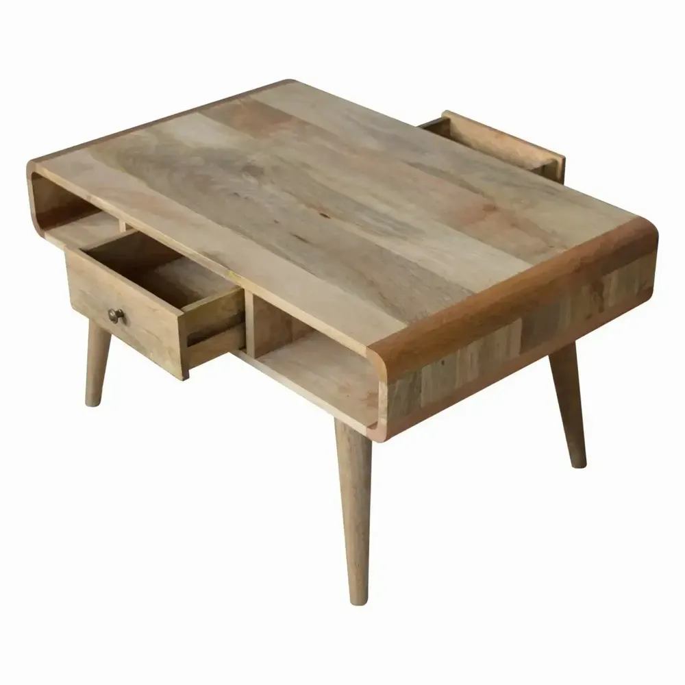 Tables basses - Artisan Furniture Table Basse Courbe Oak-ish, 2 Tiroirs et 2 Fentes Ouvertes, Marron - ARTISAN FURNITURE