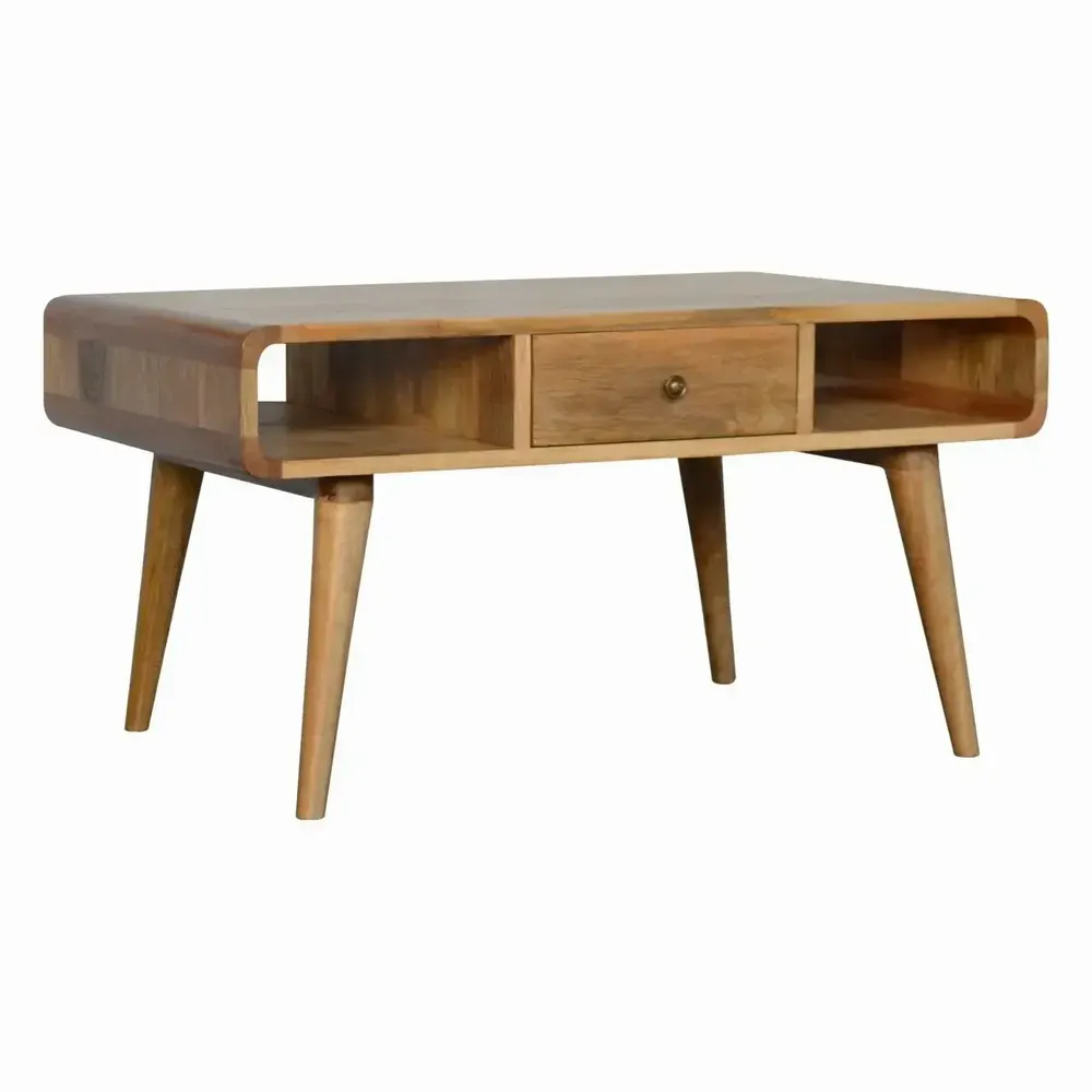 Tables basses - Artisan Furniture Table Basse Courbe Oak-ish, 2 Tiroirs et 2 Fentes Ouvertes, Marron - ARTISAN FURNITURE