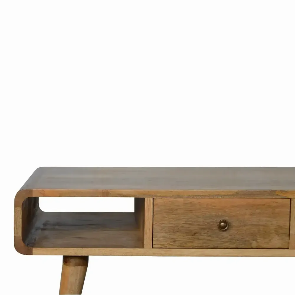 Tables basses - Artisan Furniture Table Basse Courbe Oak-ish, 2 Tiroirs et 2 Fentes Ouvertes, Marron - ARTISAN FURNITURE