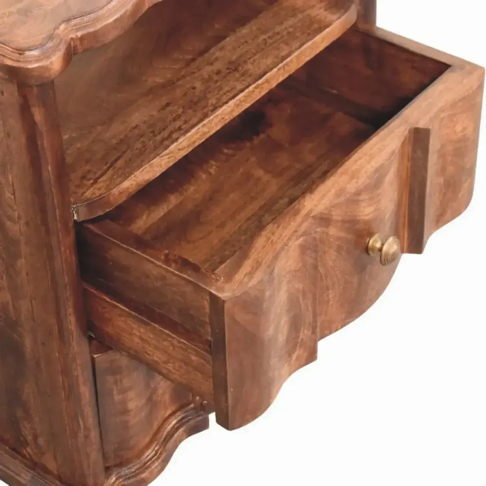 Night tables - Artisan Furniture Solid Wood 2-Drawer Nightstand with Open Shelf, Brown - ARTISAN FURNITURE