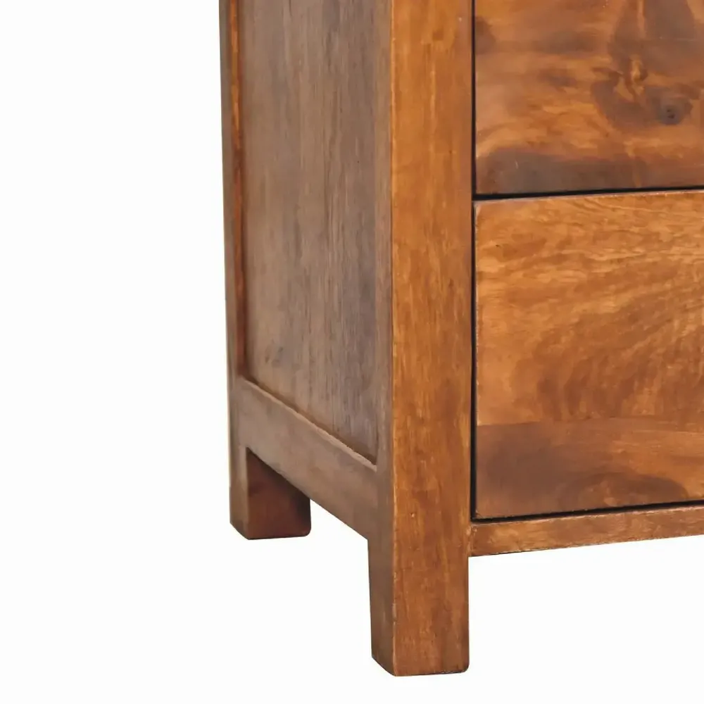 Night tables - Artisan Furniture Solid Wood Aspen Nightstand, 2 Drawers, 1 Open Slot, Dark Brown - ARTISAN FURNITURE