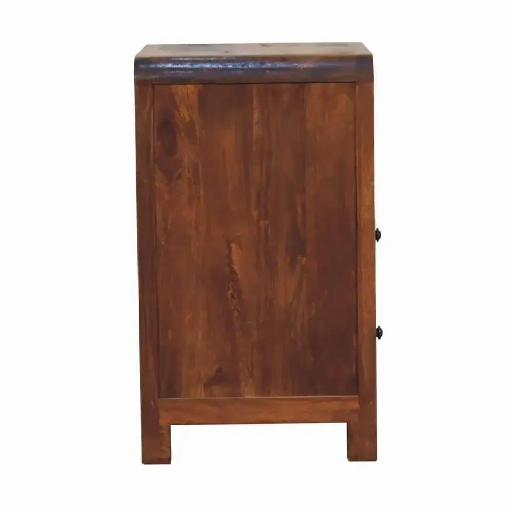 Night tables - Artisan Furniture Solid Wood Aspen Nightstand, 2 Drawers, 1 Open Slot, Dark Brown - ARTISAN FURNITURE