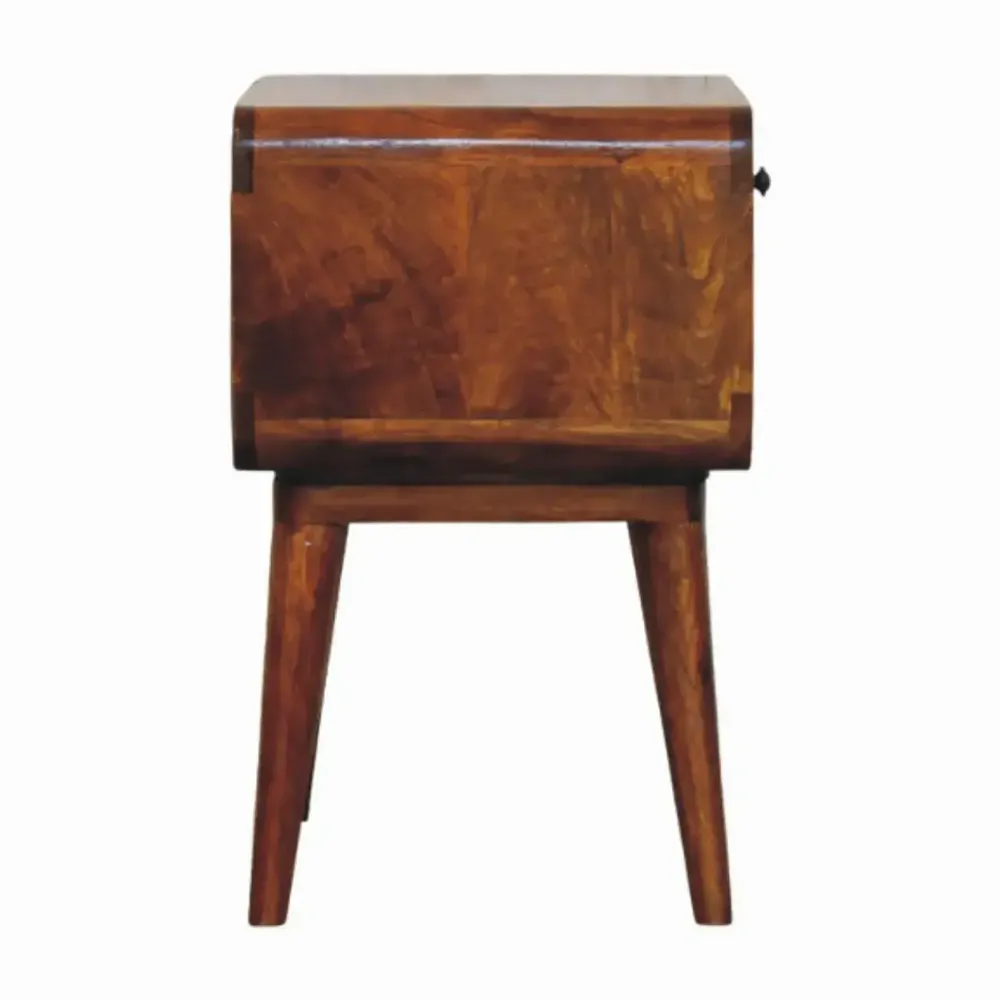 Night tables - Artisan Furniture Solid Wood Avora Chestnut Nightstand with Drawer and open slot, Dark Brown - ARTISAN FURNITURE