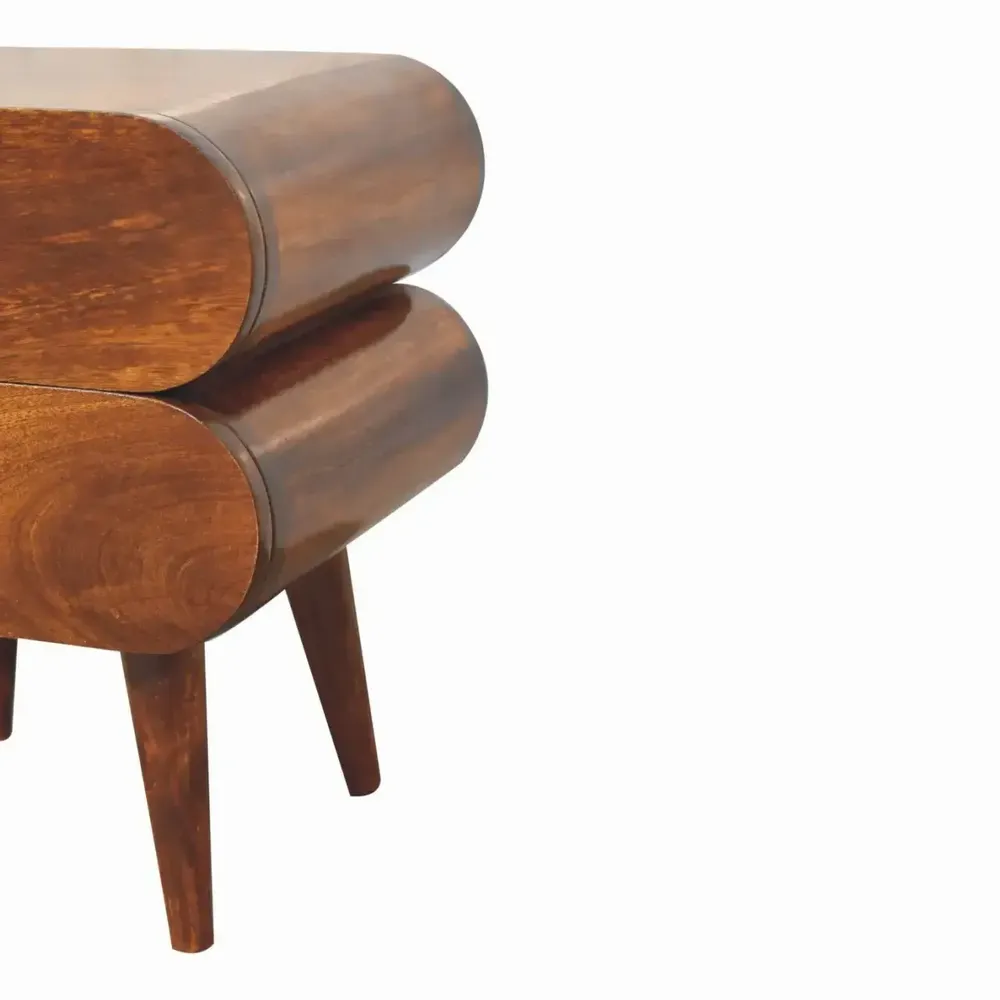 Tables de nuit - Artisan Furniture Table de Nuit Bubble en Châtaignier, 2 Tiroirs, Marron Foncé - ARTISAN FURNITURE