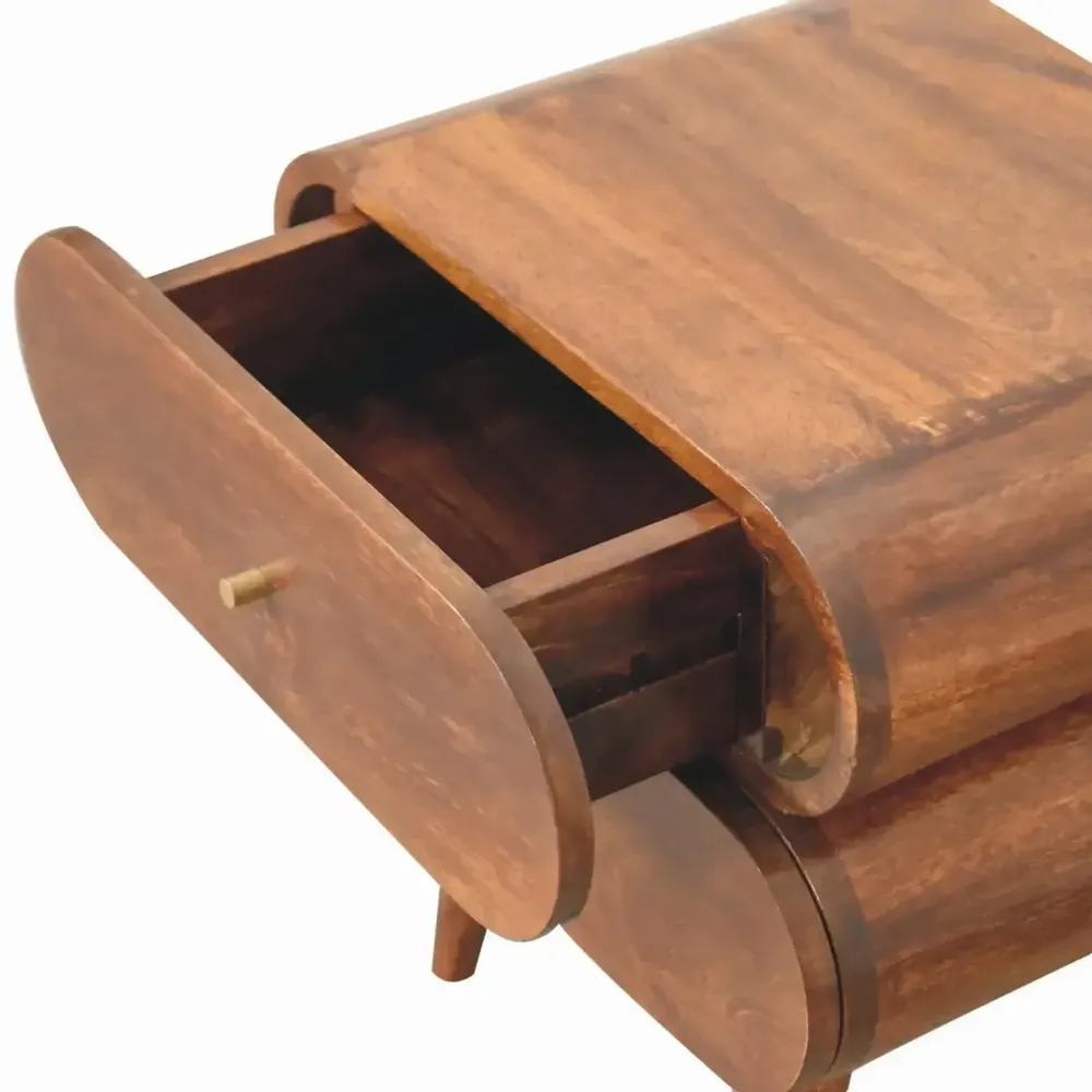 Tables de nuit - Artisan Furniture Table de Nuit Bubble en Châtaignier, 2 Tiroirs, Marron Foncé - ARTISAN FURNITURE