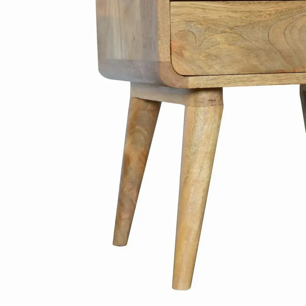 Night tables - Artisan Furniture Solid Wood Curved Oak-ish Nightstand, 2 Drawers, Beige - ARTISAN FURNITURE