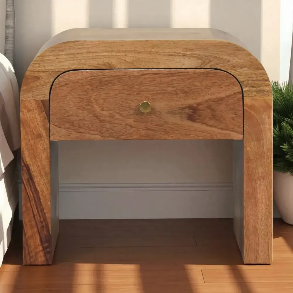 Night tables - Artisan Furniture Solid Wood Darcy Nightstand, 1 Drawer, Light Brown - ARTISAN FURNITURE