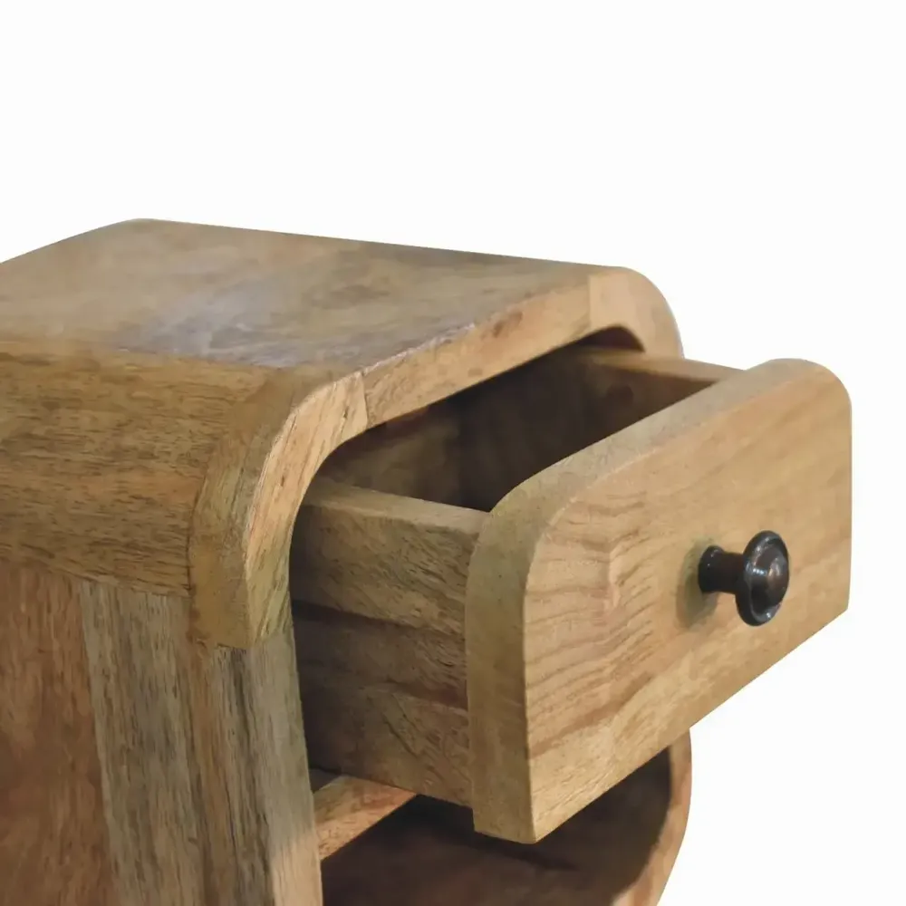 Tables de nuit - Artisan Furniture Table de Nuit Extra Mini Courbe Oak-ish avec Fente Ouverte, 1 Tiroir, 1 Étagère, Marron - ARTISAN FURNITURE