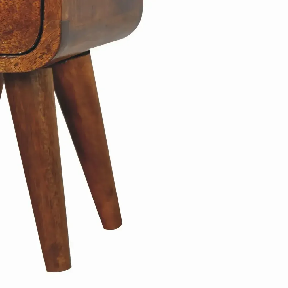 Tables de nuit - Artisan Furniture Table de Nuit Extra Mini Courbe, Fente Ouverte et 1 Tiroir, Châtaignier, Pieds Nordiques, Marron Foncé - ARTISAN FURNITURE