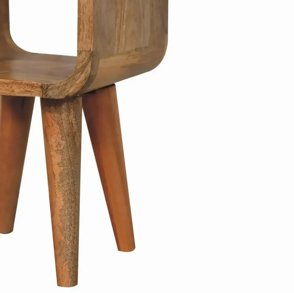 Night tables - Artisan Furniture Solid Wood Extra Mini Minimalist Open Curved Oak-ish Nightstand, Open Slot, Beige - ARTISAN FURNITURE