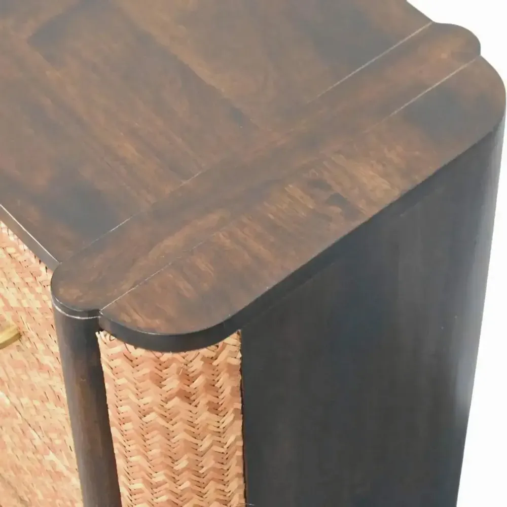 Tables de nuit - Artisan Furniture Table de Nuit Havana à Façades en Canne, 2 Tiroirs, Marron Foncé - ARTISAN FURNITURE