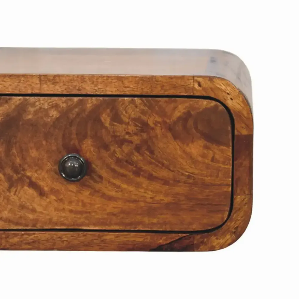 Tables de nuit - Artisan Furniture Table de Nuit Murale Avora Mini en Châtaignier, 1 Tiroir, Marron Foncé - ARTISAN FURNITURE