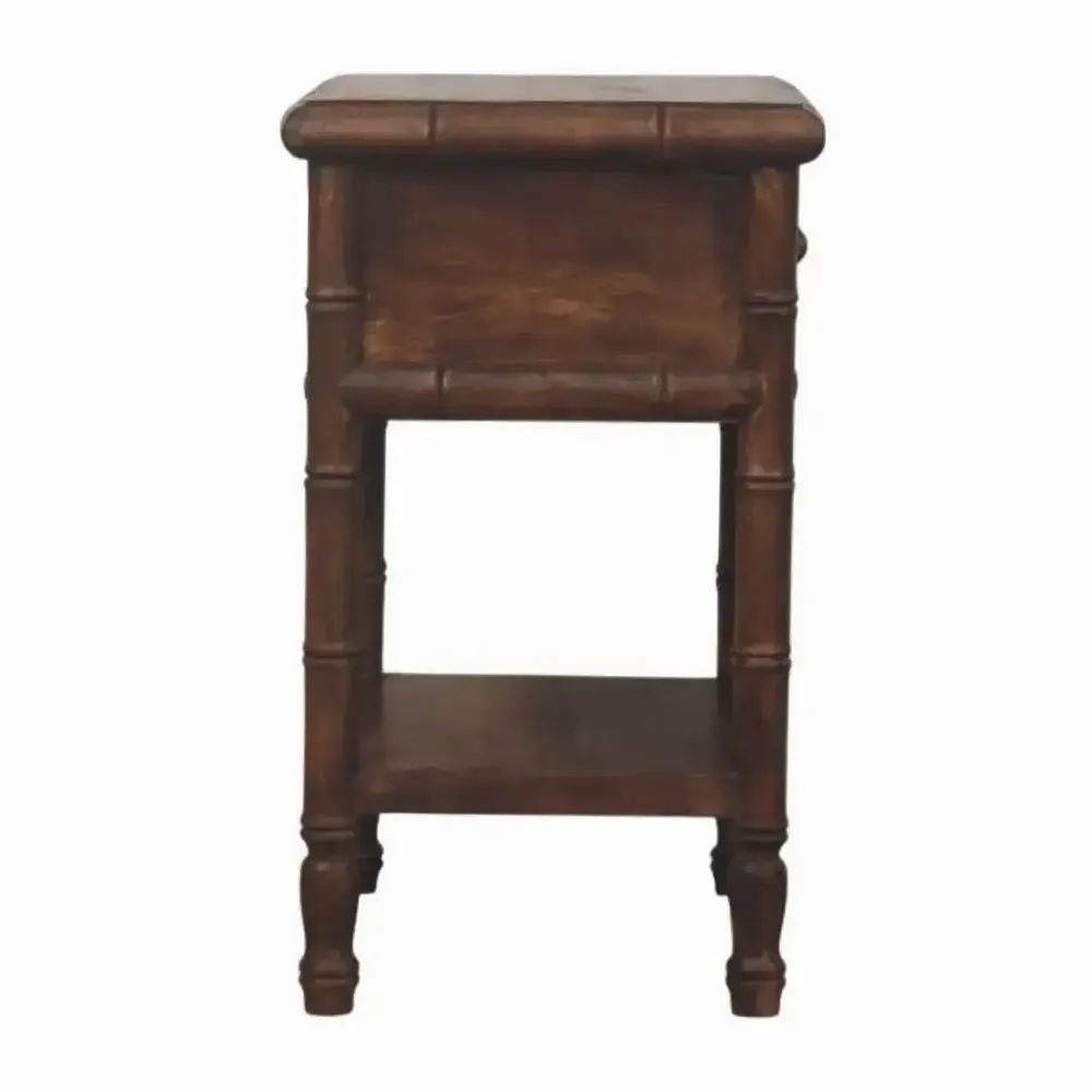 Tables de nuit - Artisan Furniture Table de Nuit Sculptée Bambou, 1 Tiroir, 1 Fente Ouverte, Marron - ARTISAN FURNITURE
