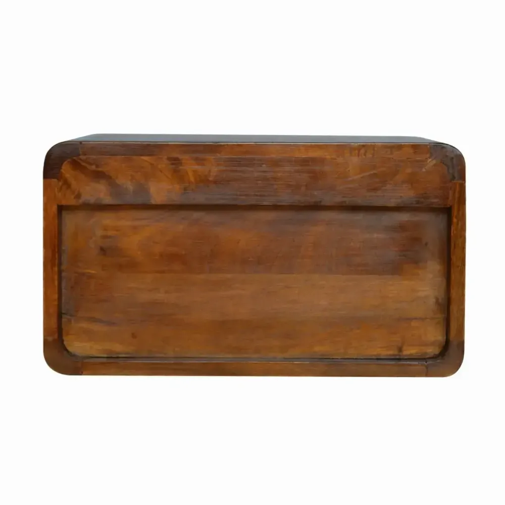 Tables de nuit - Artisan Furniture Table de Nuit Murale Courbe en Châtaignier, 1 Tiroir et Étagère Ouverte, Marron Foncé - ARTISAN FURNITURE