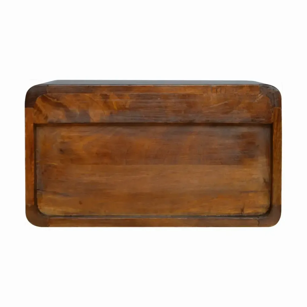 Tables de nuit - Artisan Furniture Table de Nuit Murale Courbe en Châtaignier, 2 Tiroirs, Marron Foncé - ARTISAN FURNITURE