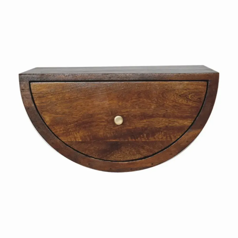 Night tables - Artisan Furniture Solid Wood Chestnut Crescent Floating Nightstand, 1 Drawer, Chestnut, Brown - ARTISAN FURNITURE