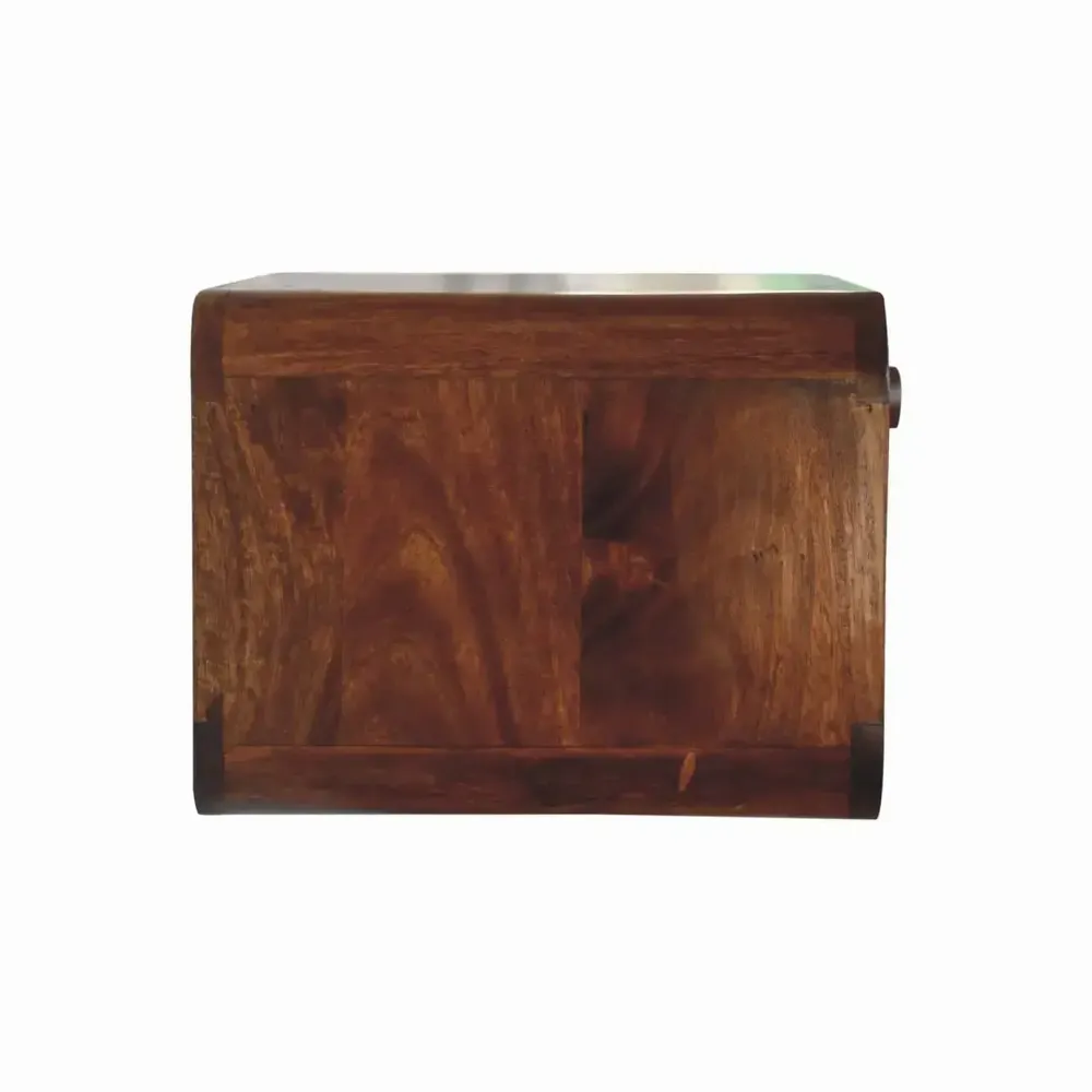 Night tables - Artisan Furniture Solid Wood Chestnut Wall Mounted Open Woven Nightstand, 1 Drawer, 1 Shelf, Dark Brown - ARTISAN FURNITURE