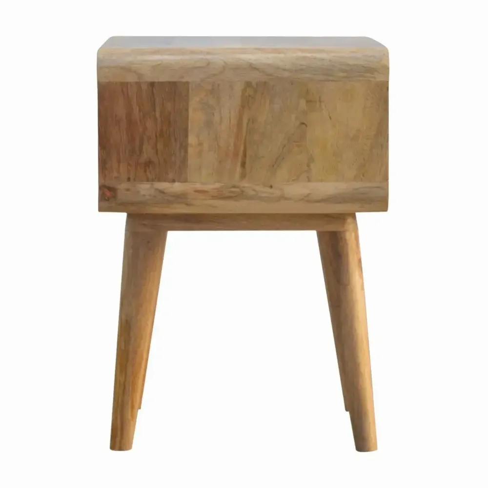 Night tables - Artisan Furniture Solid Wood Curved Open Nightstand, Open Slot, Beige - ARTISAN FURNITURE
