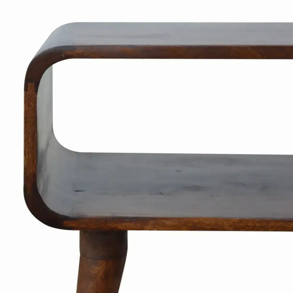 Tables de nuit - Artisan Furniture Table de Nuit Ouverte Courbe en Châtaignier, Fente Ouverte, Marron Foncé - ARTISAN FURNITURE