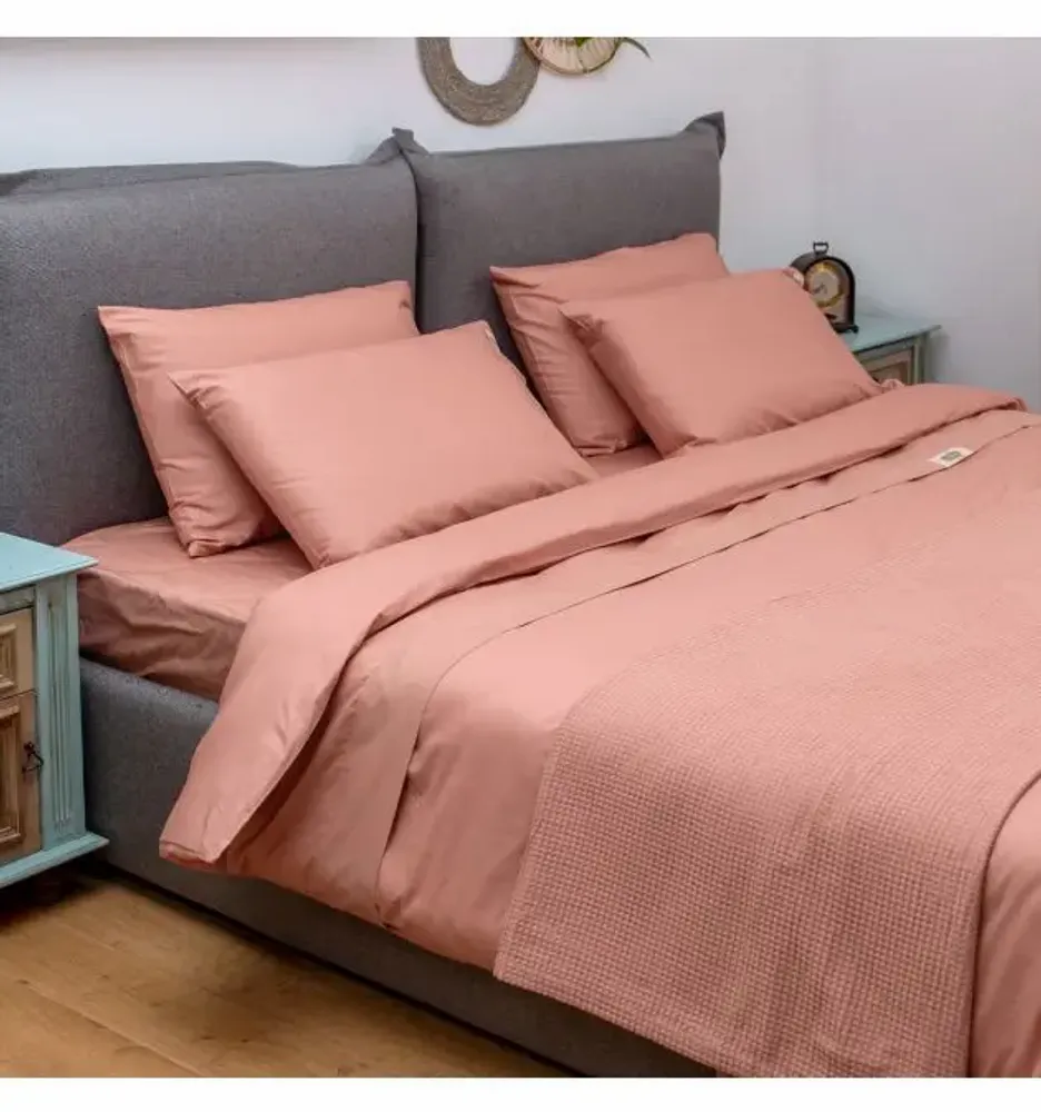 Bed linens - Double bed linen set ,100 % cotton ranforce, Peach - DILIOS