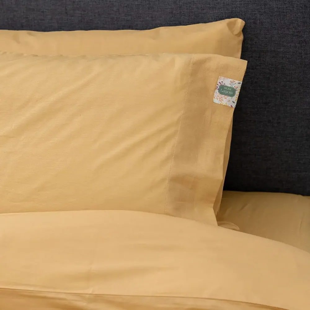 Linge de lit - Parure de lit double, 100 % coton Ranforce, Ochra - DILIOS