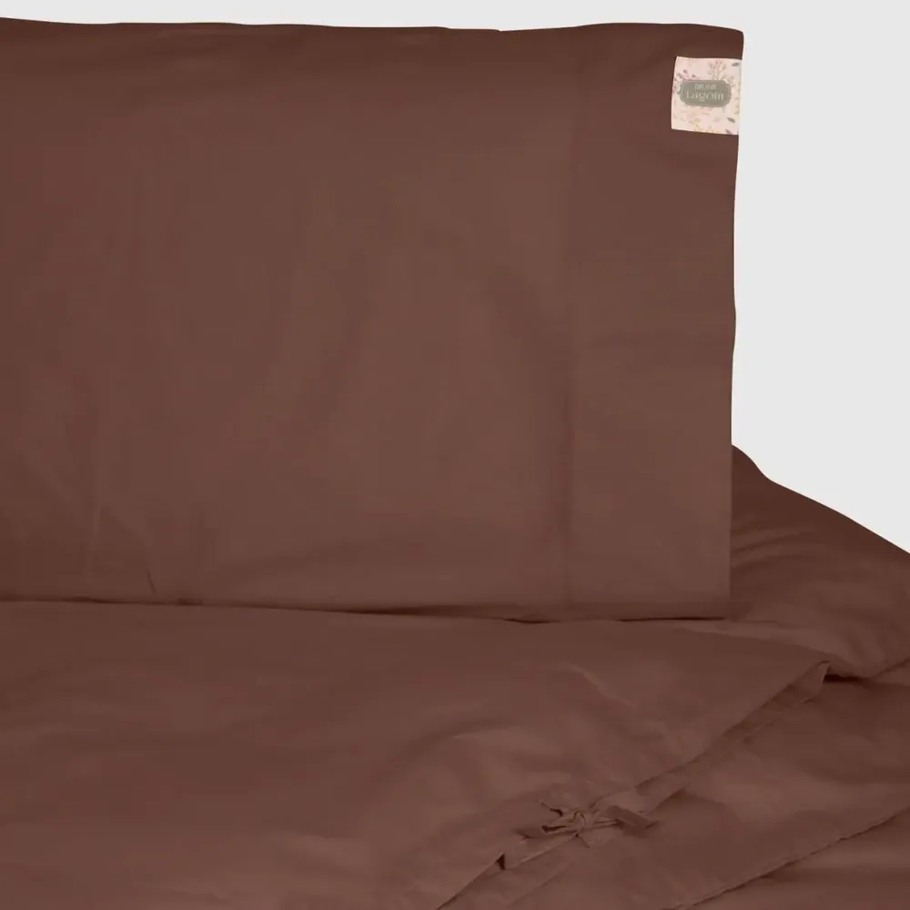 Bed linens - Double bed linen set ,100 % cotton ranforce, Brown - DILIOS