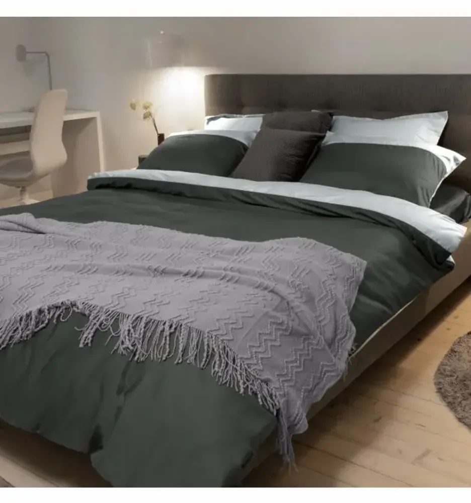 Bed linens - Single bed linen set, 100% Cotton Sateen, Smoky/ Silvery - DILIOS