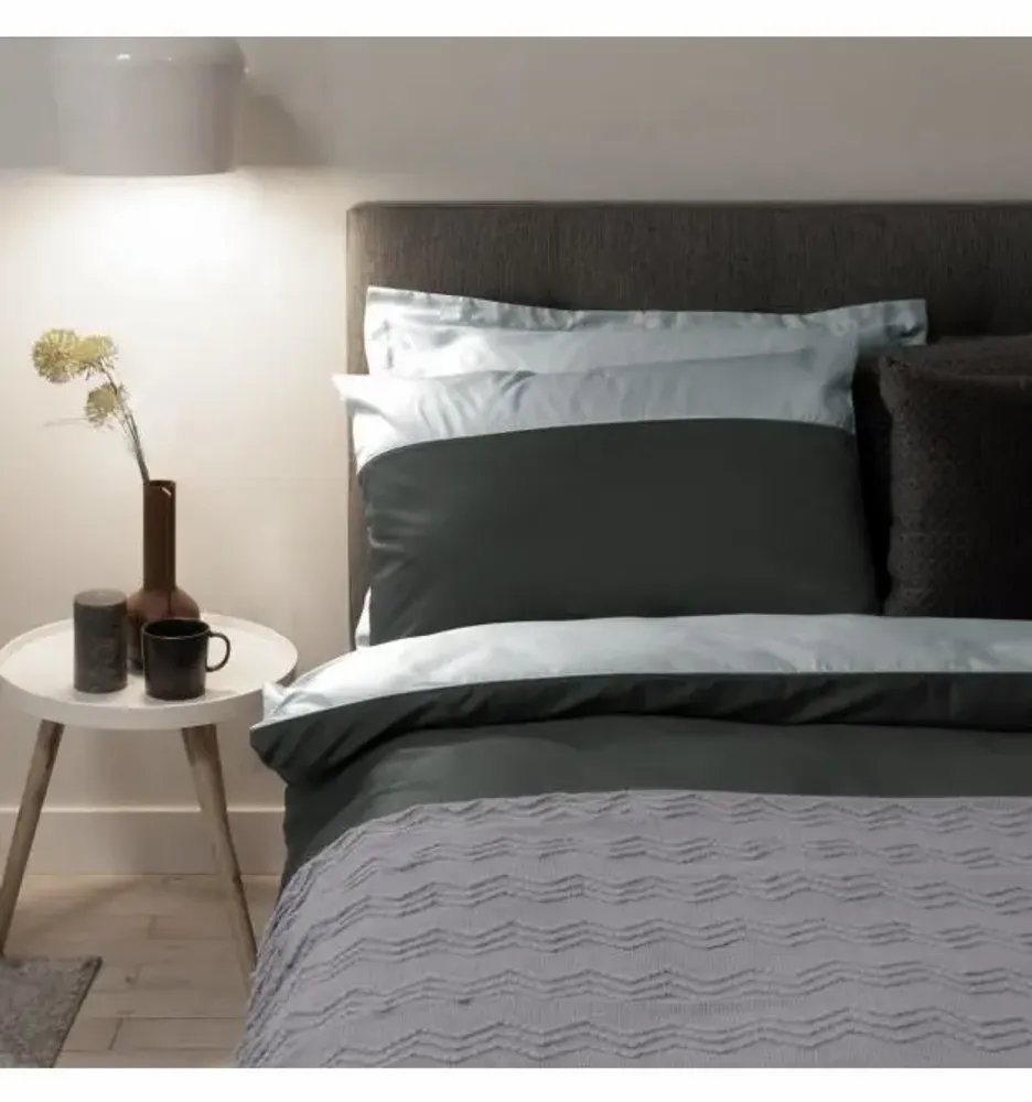 Bed linens - Double bed linen set, 100% Cotton Sateen, Smoky/ Silvery - DILIOS