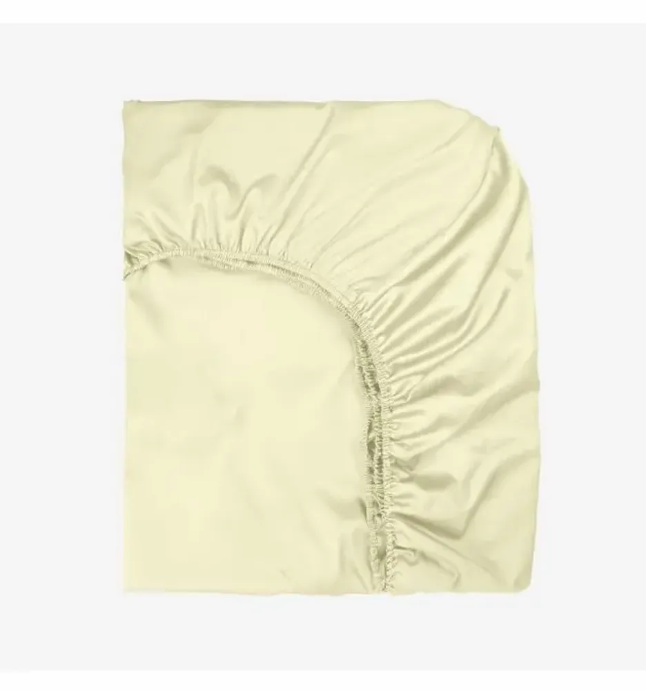 Linge de lit - Drap-housse en satin, 100x200x25, écru - DILIOS