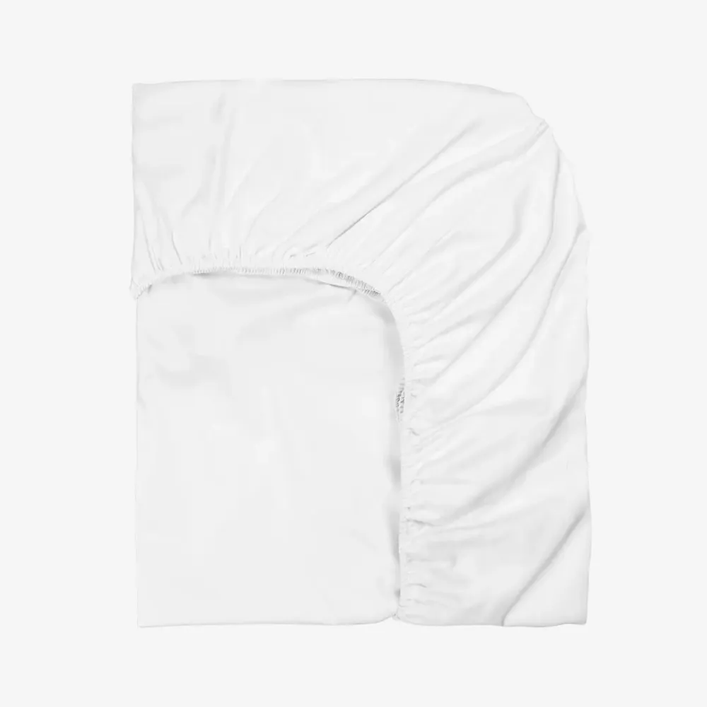 Bed linens - Sateen Fitted Sheet, 160x200x25, White - DILIOS