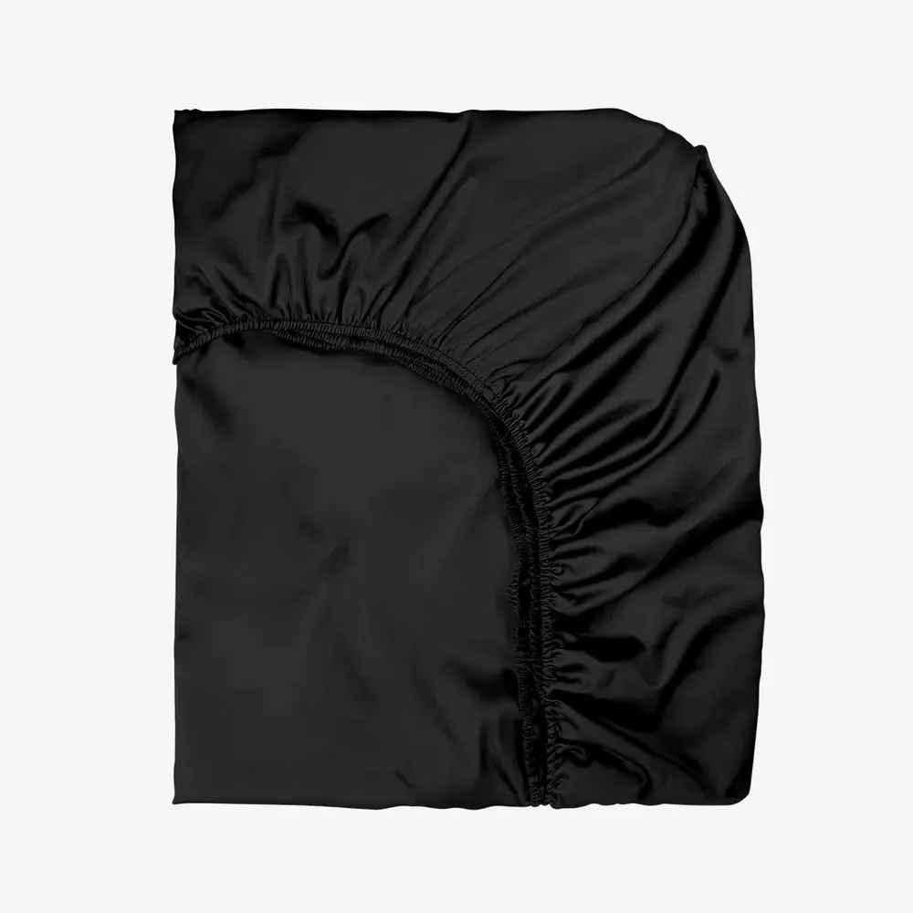 Bed linens - Sateen Fitted Sheet, 180x200x25, Black - DILIOS