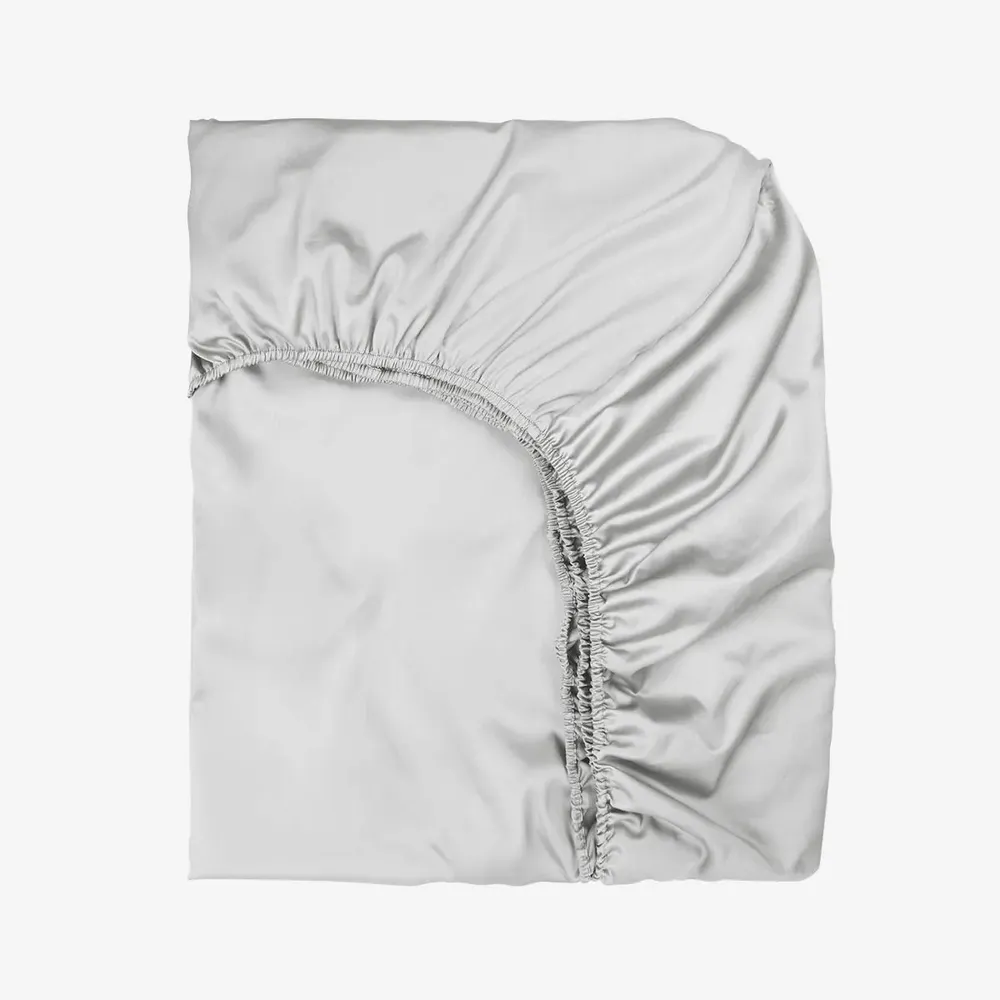 Bed linens - Sateen Fitted Sheet, 180x200x25, Silvery - DILIOS