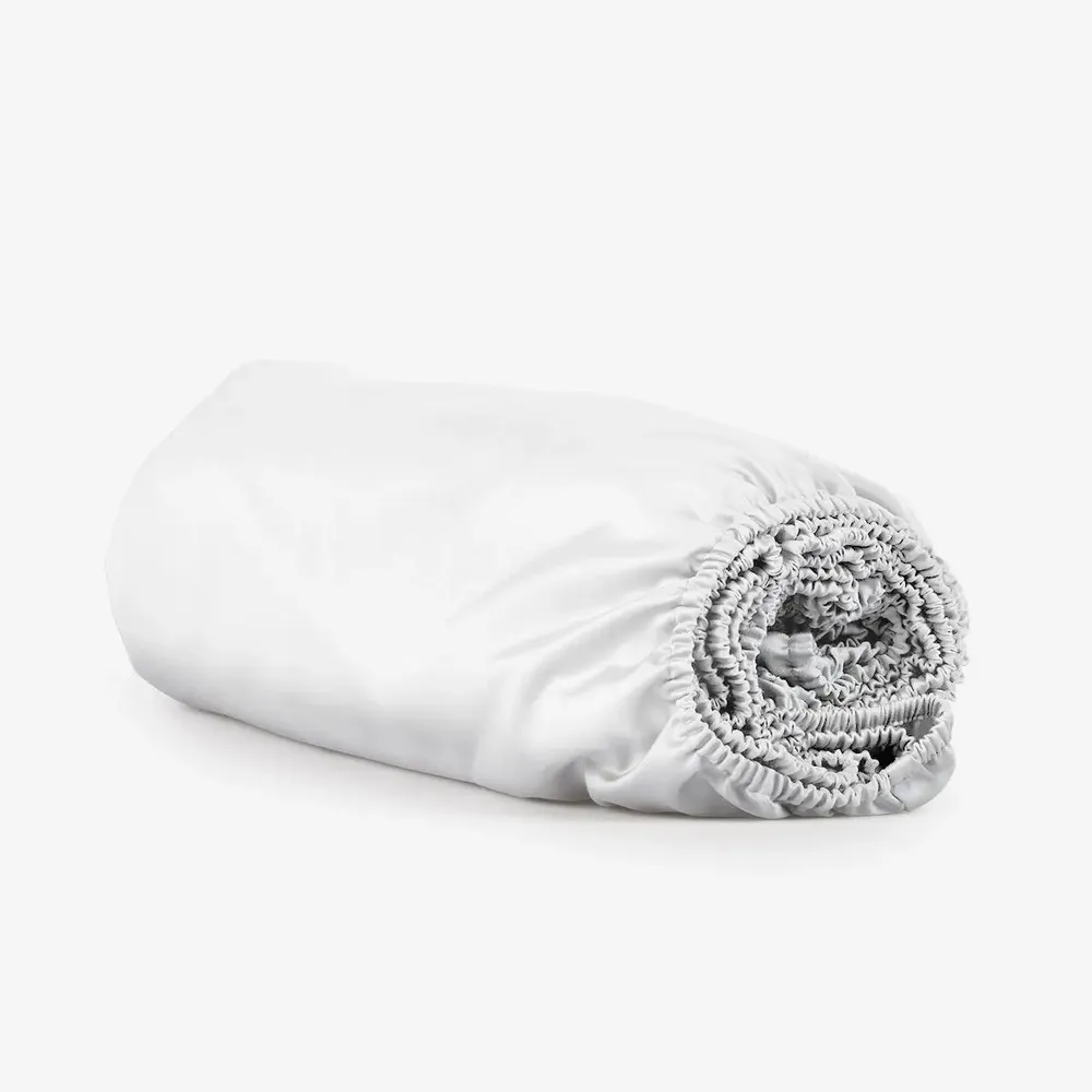 Linge de lit - Drap-housse en satin, 200x200x25, blanc - DILIOS