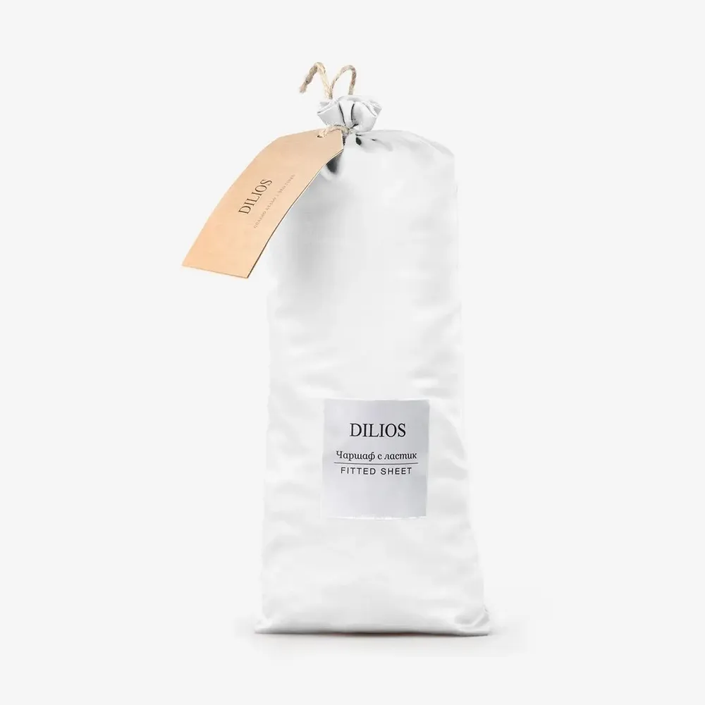 Linge de lit - Drap-housse en satin, 200x200x25, blanc - DILIOS