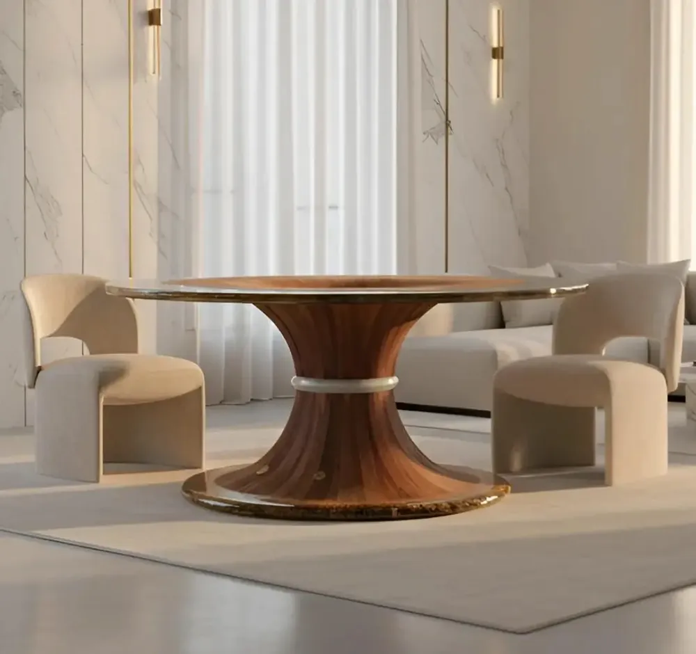 Dining Tables - Tulip table in torn wood and resin - MEUBLES THOURET