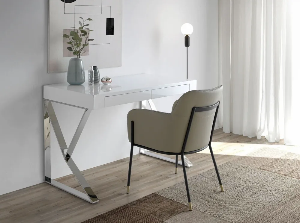 Office furniture and storage - White and steel office desk - ANGEL CERDÁ