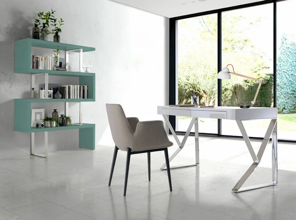 Office furniture and storage - White and steel office desk - ANGEL CERDÁ