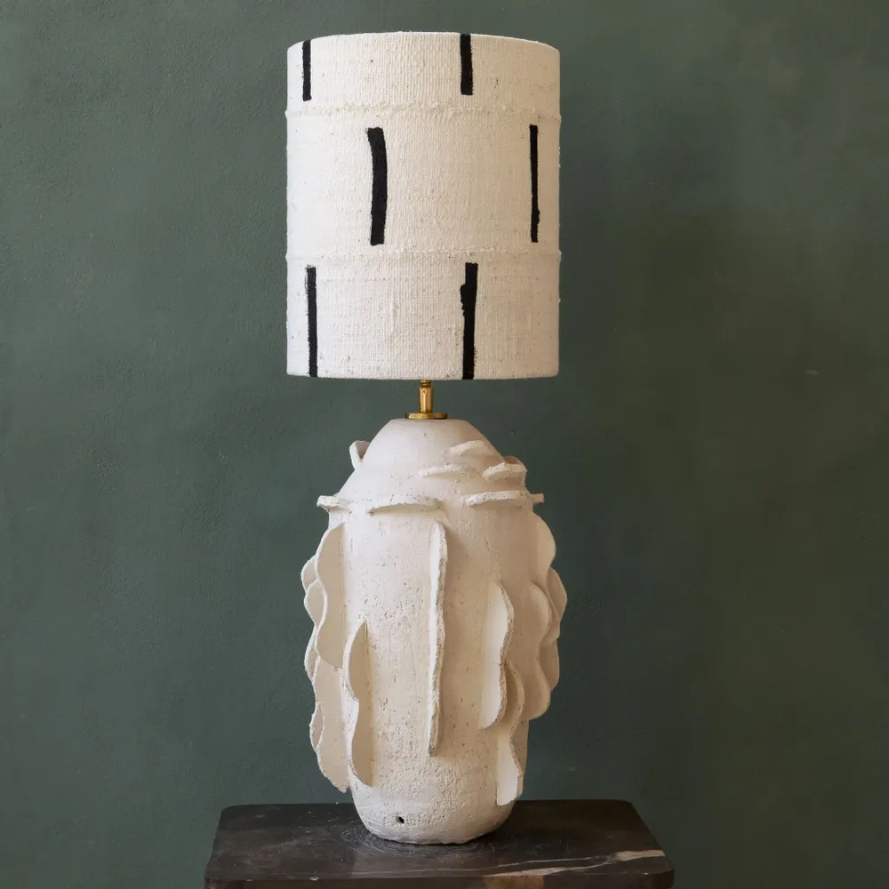 Table lamps - Kelp handmade ceramic lamp including lampshade origina bogolan fabric - STUDIO WILD ORANGE