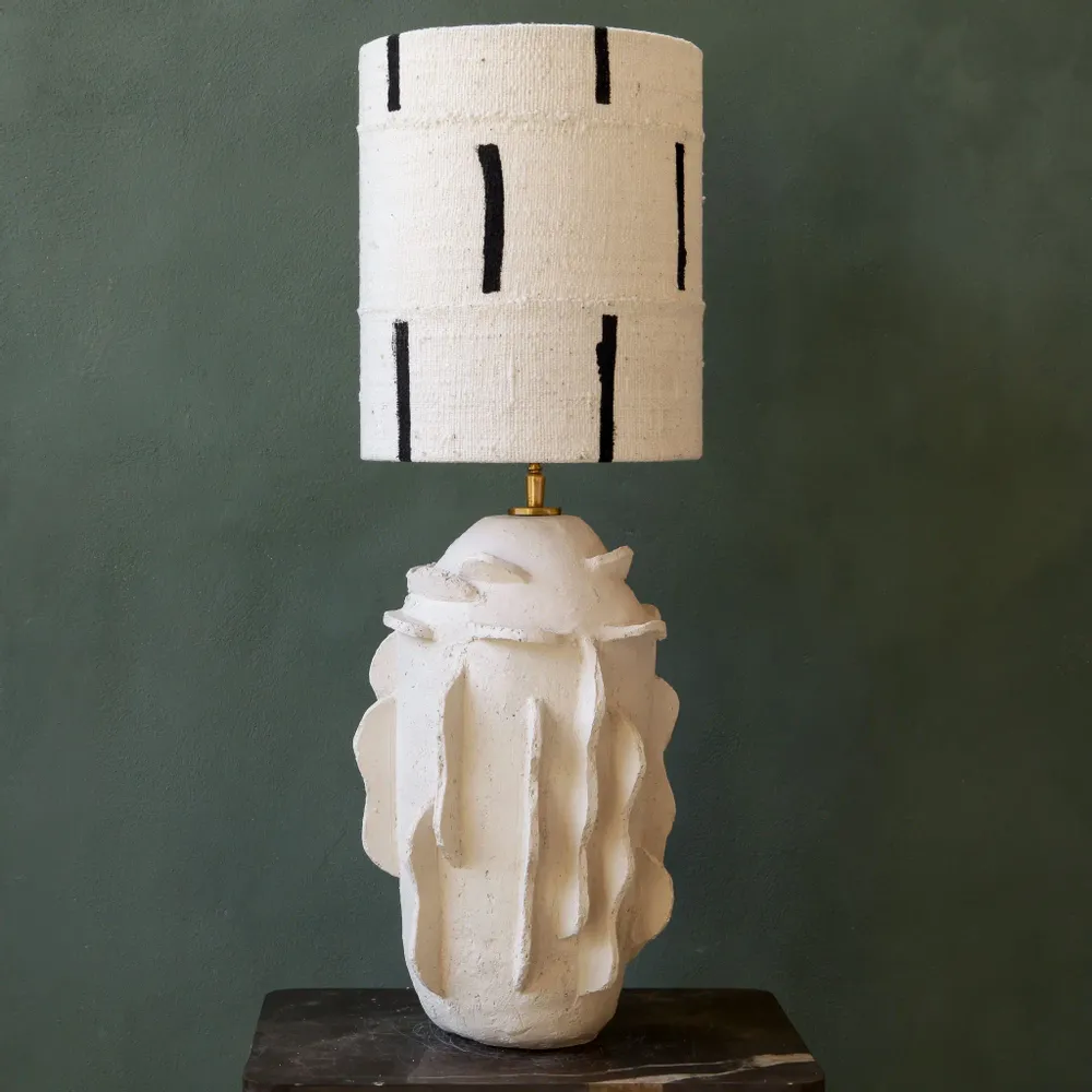 Table lamps - Kelp handmade ceramic lamp including lampshade origina bogolan fabric - STUDIO WILD ORANGE