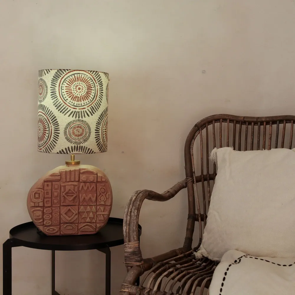 Table lamps - Tribal a handmade ceramic table lamp including lamp shade - STUDIO WILD ORANGE
