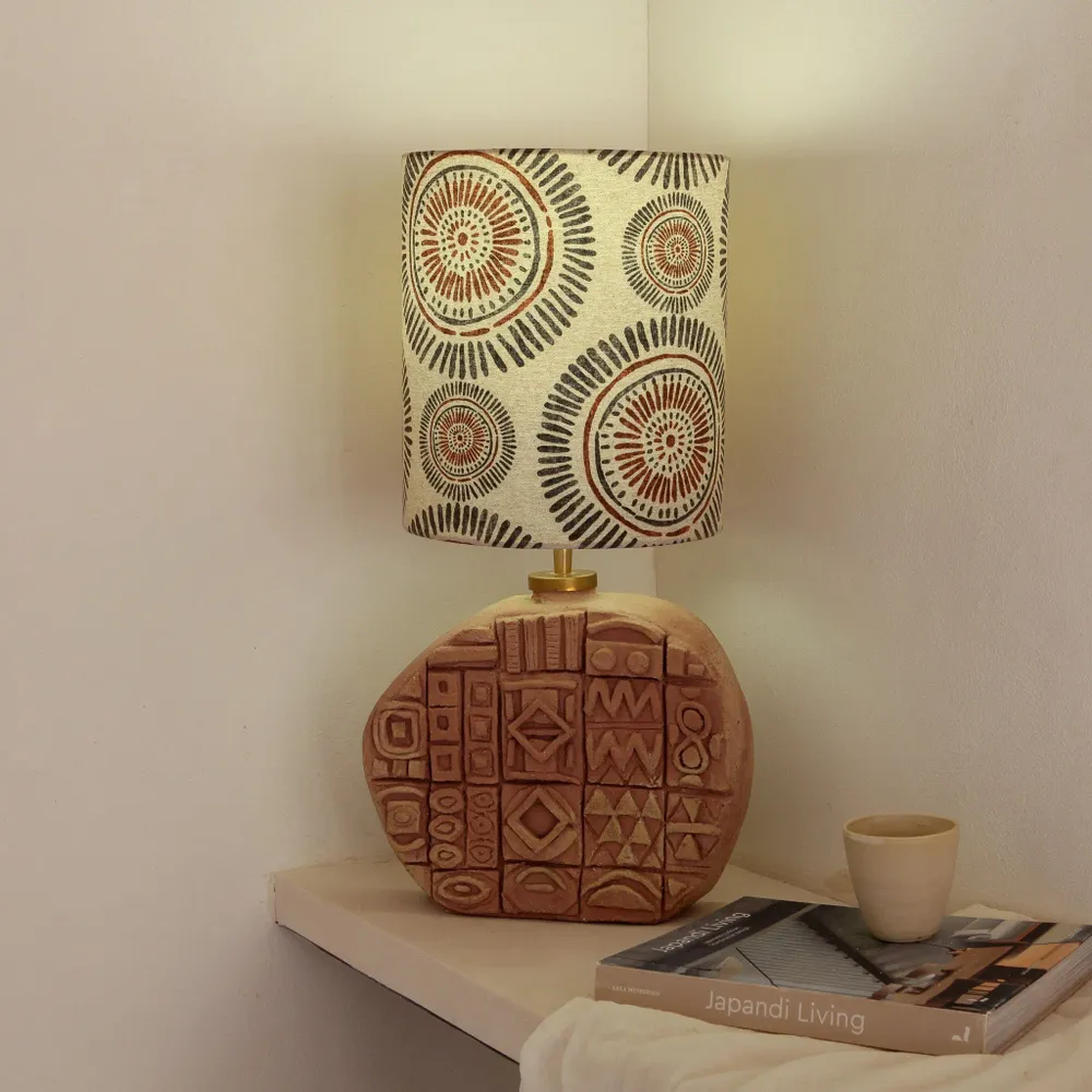 Table lamps - Tribal a handmade ceramic table lamp including lamp shade - STUDIO WILD ORANGE