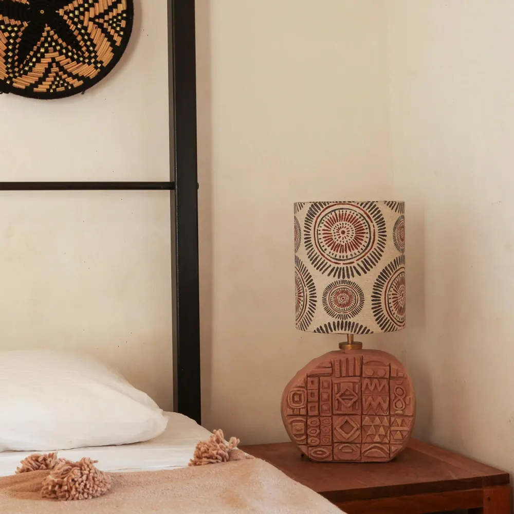 Table lamps - Tribal a handmade ceramic table lamp including lamp shade - STUDIO WILD ORANGE