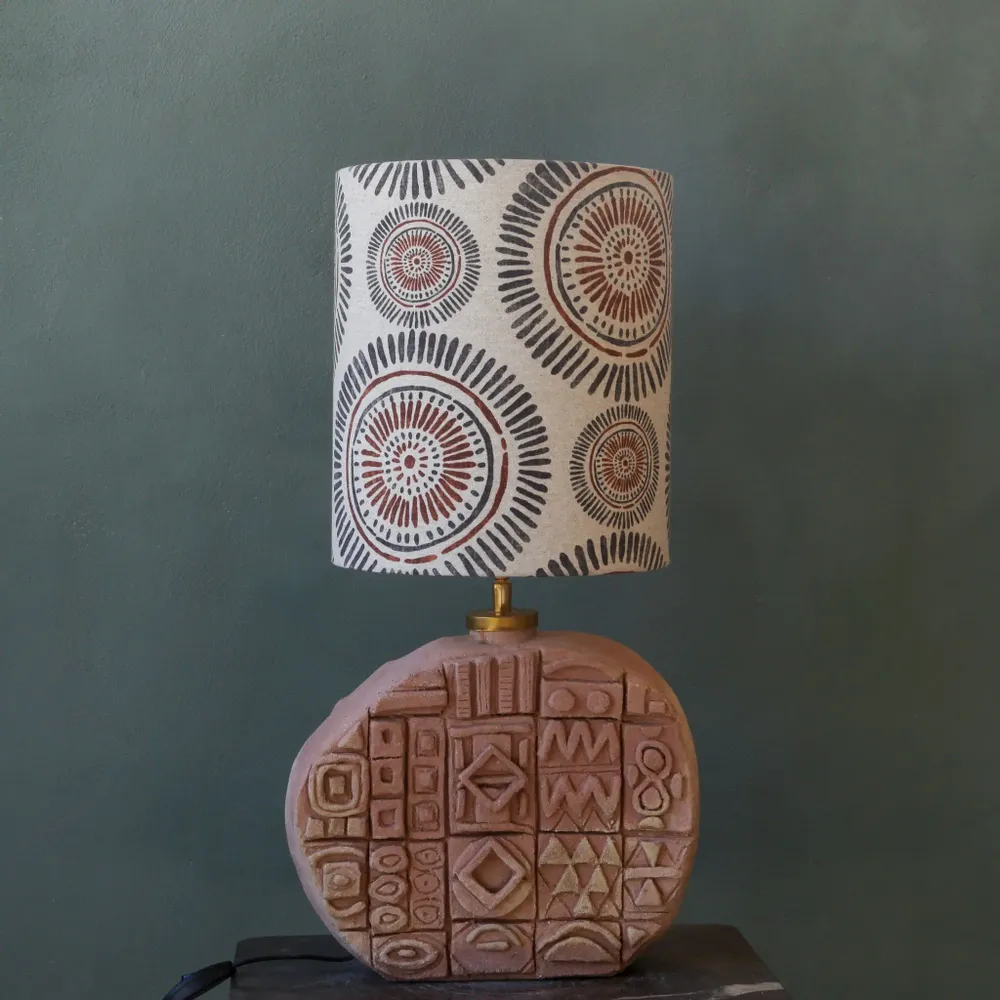 Table lamps - Tribal a handmade ceramic table lamp including lamp shade - STUDIO WILD ORANGE