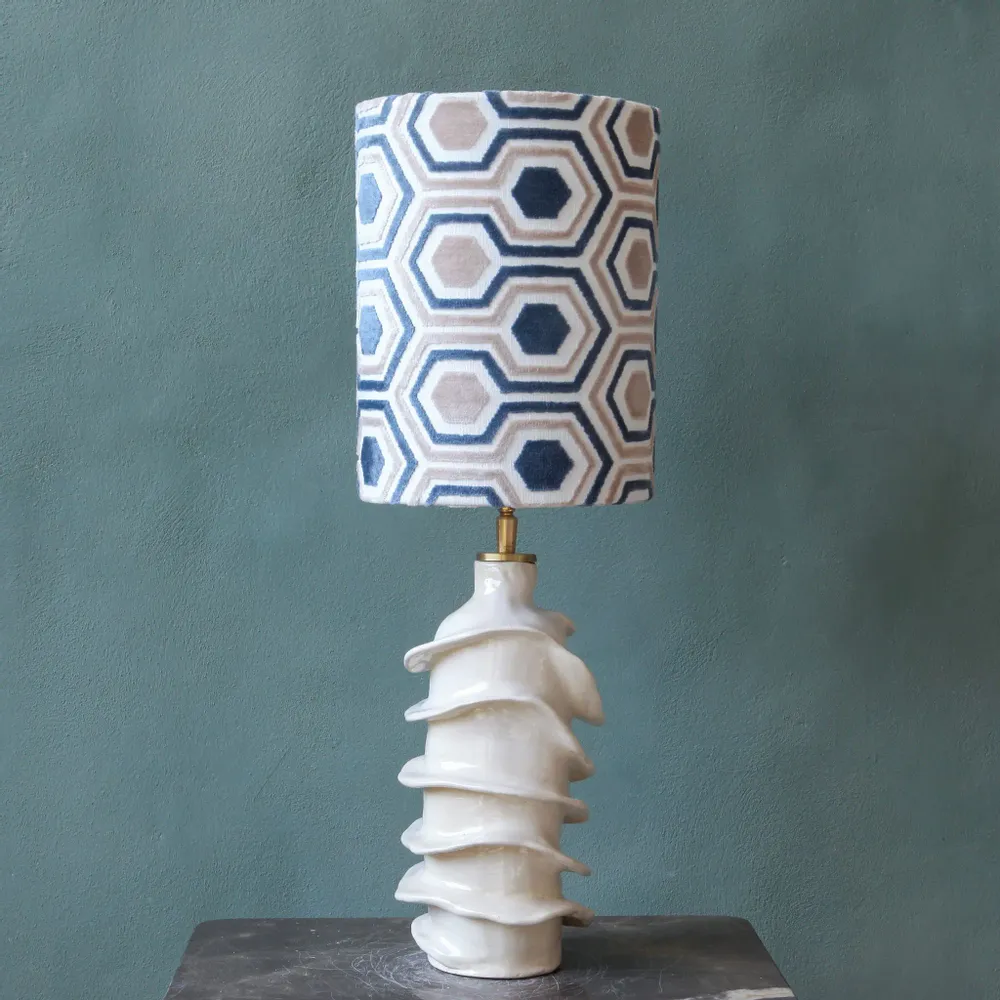 Table lamps - Mini waves unique ceramic table lamp white glaze - STUDIO WILD ORANGE