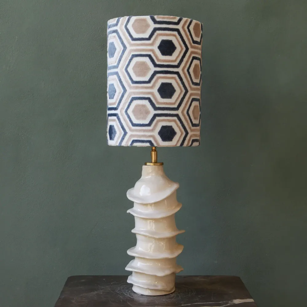 Table lamps - Mini waves unique ceramic table lamp white glaze - STUDIO WILD ORANGE