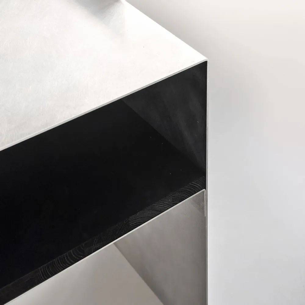 Hotel bedrooms - Matted Aluminium & Blackwood Sidetable - Industrial Nightstand - CASE STUDIOS