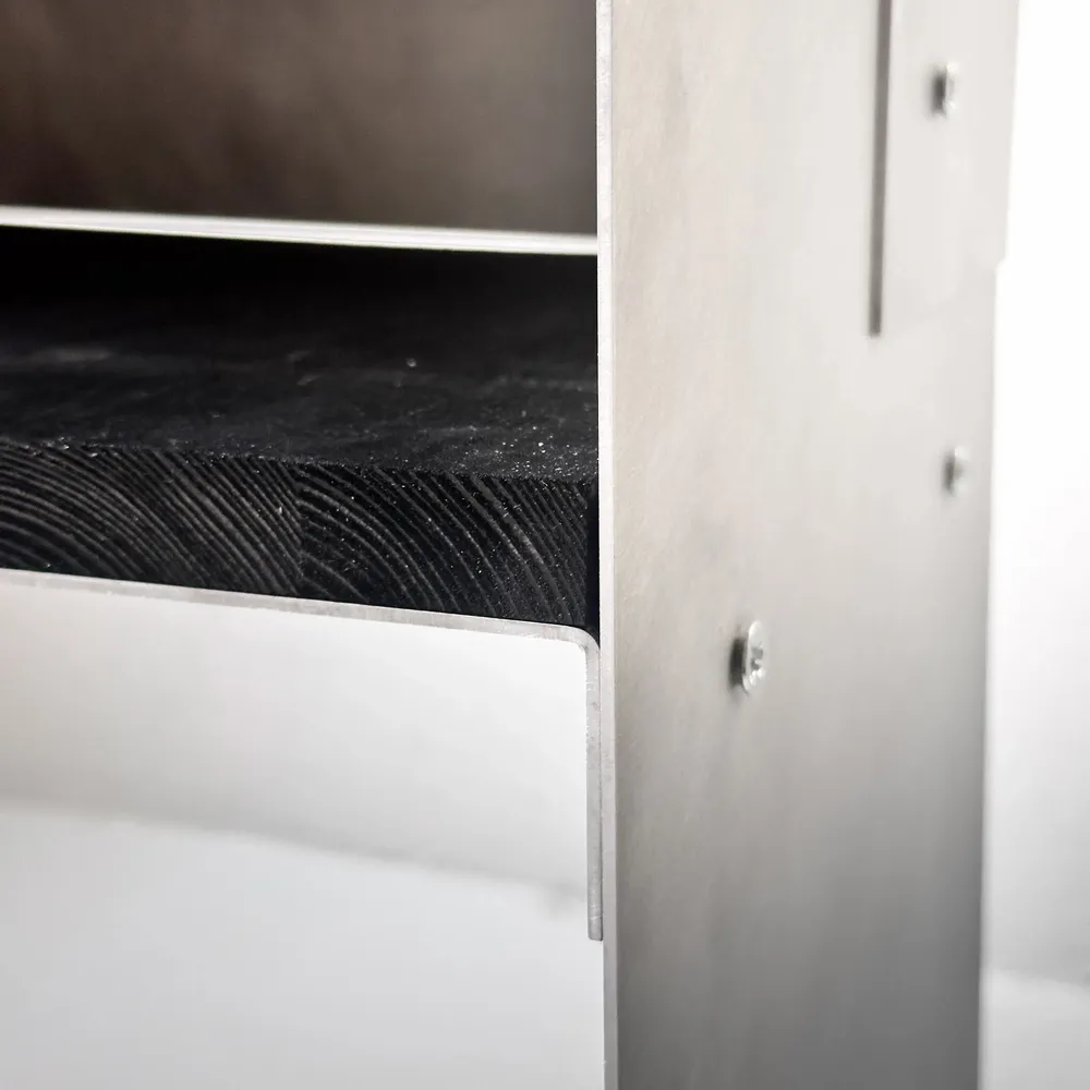 Hotel bedrooms - Matted Aluminium & Blackwood Sidetable - Industrial Nightstand - CASE STUDIOS